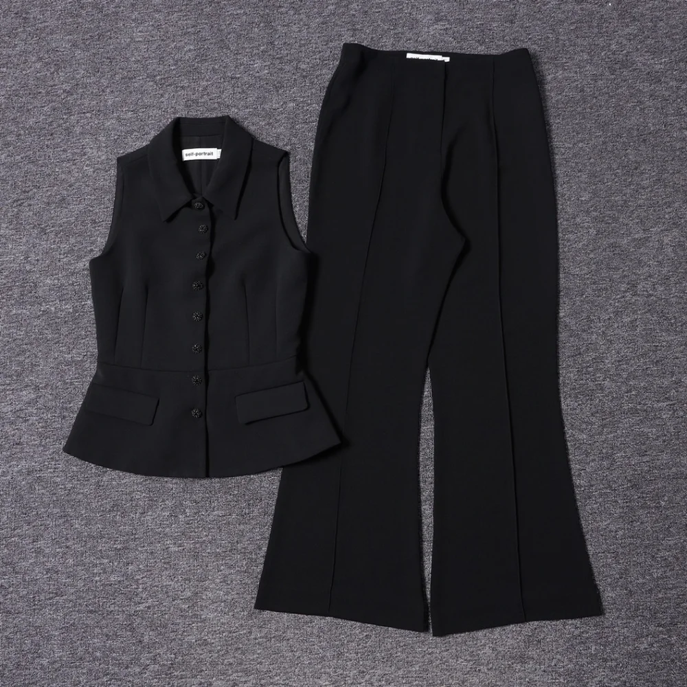Self-Portrait Tailored Jumpsuit in Black - Picture 8 of 13